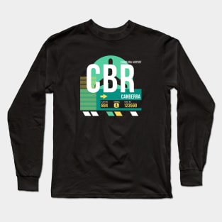 Canberra (CBR) Airport // Retro Sunset Baggage Tag Long Sleeve T-Shirt